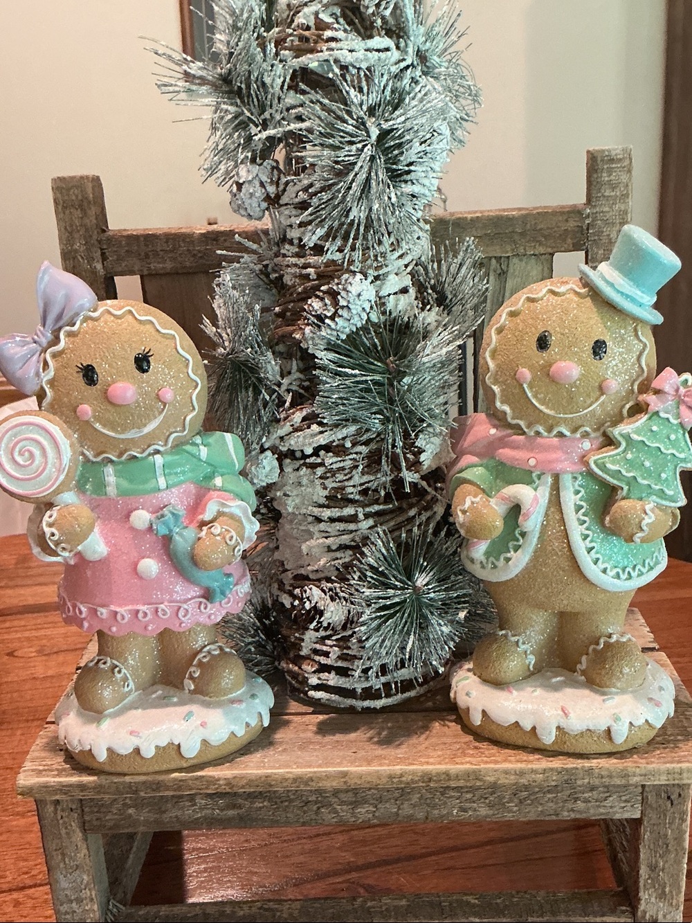 Pastel Gingerbread Girl and Boy Tabletop Decor